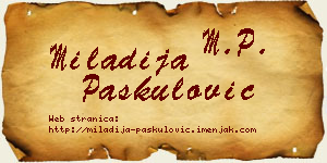 Miladija Paskulović vizit kartica